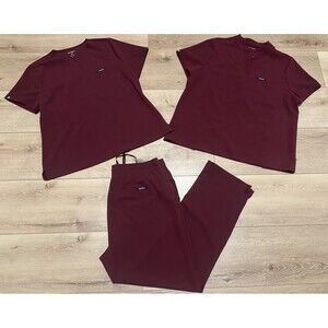 Women’s Jaanuu Scrub Set Maroon XL Xenos Pants & 2 Tops EUC!